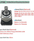 Heavy Duty Rock Solid High Precision Helical Planetary Gearbox Step Down Servo Motor Reducer Running Slick With Ball Bearings For 110Mm To 220Mm Servo Frames Ten To One Ratio White features detailed speed ratio and input shaft size.