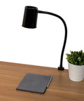Ultra Bright LED Desk Lamp With Clamp and 24-Inch Flexible Gooseneck Arm, Mountable Task Light For Workbenches, Black, on table