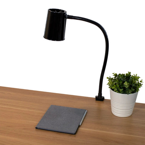 Ultra Bright LED Desk Lamp With Clamp and 24-Inch Flexible Gooseneck Arm, Mountable Task Light For Workbenches, Black, on table