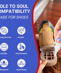 Heavy Duty Shoe Glue For Sole Repair That Delivers A Super Strong Bond For Rubber Boots Sneakers Leather Sandals And High Heels being applied to a boot sole.