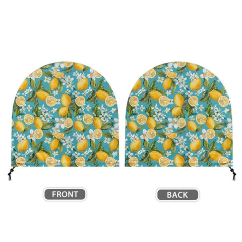 Heavy Duty Weatherproof Fan Cover Fits 24 Inch Outdoor Pedestal Wall Mount Industrial Fans Solid Cloth Guard front and back view with lemon pattern