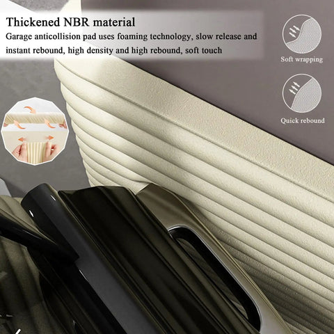 Close-up of thickened NBR foam garage wall protector showing soft touch, flexible design for crash proof car door bumper savings.
