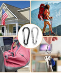 Rock Solid Heavy Duty Aluminum Carabiner Clip Set For Flagpole Swivel Ring Replacement Spring Snap Hooks To Secure Grommeted Flags Fast On Any Standard Pole Hardware In Polished Silver used in different settings.