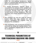Application and technical parameters of EDM punching machine MB-2000C for deep hole processing