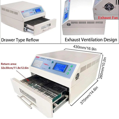 Automatic Reflow Soldering Machine With Hot Air Circulation And Infrared Heater For PCB SMT BGA Rework Drawer Type 1500W