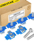Heavy Duty One Quarter Twenty Thread Strut Channel Squeeze Nut And Bolt Combo Kit Featuring Seven Sixteenths Hex Head, 64 pieces with blue nylon slide nuts.