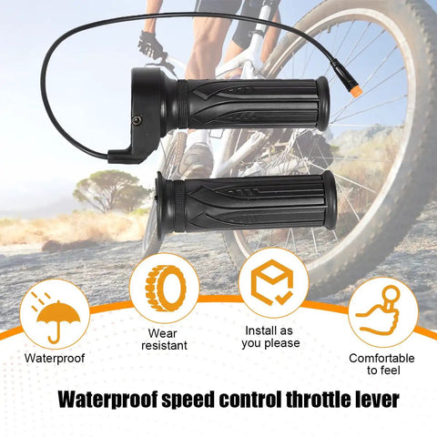 Pair Ebike Throttle Grips Full Twist Waterproof 3 Pin Connector Universal Handlebar Grip For E Bike Motorcycle Scooter Speed Controller And Accelerator