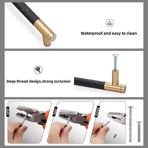 Matte Black And Champagne Bronze Knurled Cabinet Pulls Set Of 10 With 5 Inch Hole Centers, waterproof and strong occlusion design