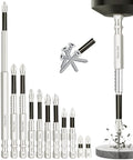 12-Piece High Magnetic Screwdriver Drill Bit Set With Non-Slip, Impact-Resistant Bits Includes 25, 50, 65, 70, 90, 150mm Sizes For Heavy-Duty Repairs And Quick, Stable Pro-Grade Driving displayed with various bit sizes and screws
