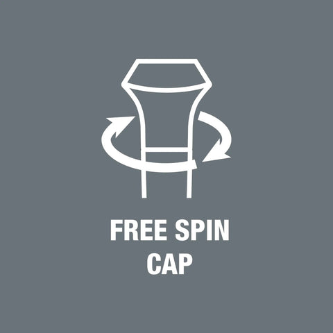 Illustration showing free spin cap feature of Kraftform Kompakt Micro 11 Universal Precision Screwdriver Set With Interchangeable Blades.