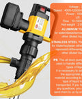 Handheld Cordless Oil Pump With 2 Batteries And 100W Motor For Liquid Transfer Adjustable Speed Up To 7M Lift Ideal For Viscous Fluids And Drum Emptying with aluminum and stainless steel tubes.