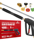 Pressure Washer Gun And Wand With Five Nozzles, M22-14mm And M22-15mm Fittings, Heavy Duty Replacement Kit for power washers