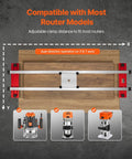 Router Sled For Woodworking Up To 64 Inches With X And Y Axis Adjustable Rails showing compatible router models