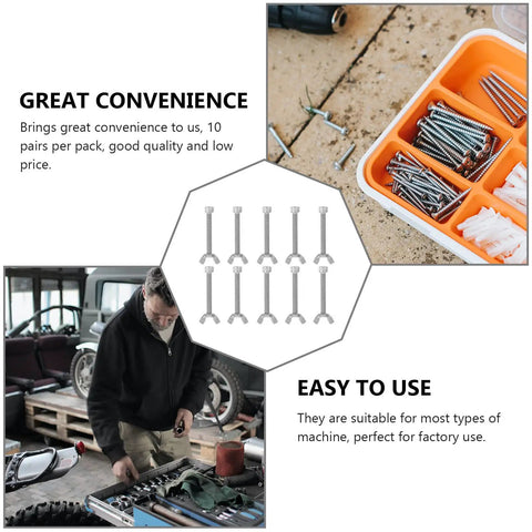 Stainless Steel Machine Screw Nut Kit With Threaded Wing Screws, 10 Pairs, shown with storage box and tools