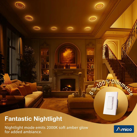 12 Pack 6 Inch 5Cct Tunable Led Recessed Can Lights Featuring Dual Ring Night Mode And Warm Amber Glow That Drops Some No Glare Illumination For No Sweat Install And Top Shelf Ambiance