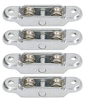 Built Tough 4 Pack Double Wheel Roller Pulleys Slide Like Butter For Sticky Doors Smooth Window Tracks Zero Jam Closet Setup Durable Alloy Steel, view of silver alloy double wheel pulleys.
