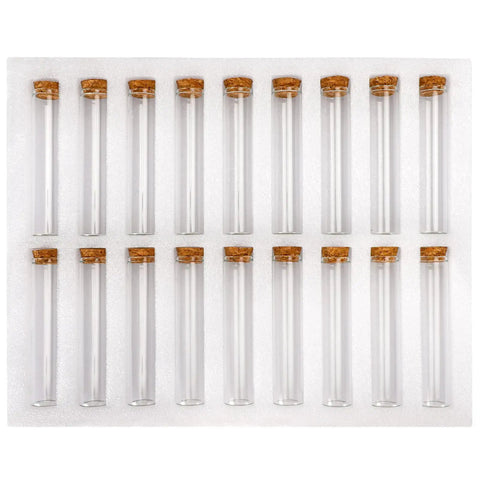18 Pack Glass Test Tubes With Cork Stoppers 25x120mm Flat Bottom Borosilicate Lab Grade Heat Resistant Science Tubes For Experiments And Home Lab Use 45ml Capacity, top view