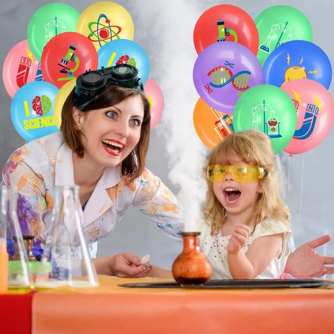 40 Piece Science Party Balloons Set, 12 Inch Latex Balloons With Mad Scientist Lab And Chemistry Theme For Birthday