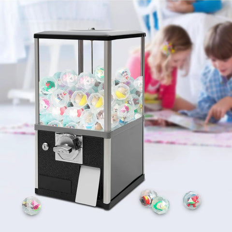 Kickass Heavy Duty Coin Vending Machine For Big Capsules with transparent display and colorful capsules, perfect for arcades.