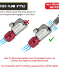 Diagram of the Lightning S2 Quick Connect Tire Air Chuck 1 Quarter Inch F-NPT Closed Flow Self Locking Nozzle.
