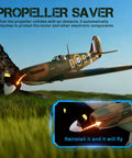 Brushless 4 Channel Spitfire Fighter RC Plane 500mm With 6 Axis Gyro XPilot Stabilizer flying over grassy field