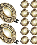 Sleek Set Of 12 Premium 3.8 Inch Brass LED Recessed Can Lights, Dimmable Gold Adjustable COB Downlights For Living Room, decorative design.
