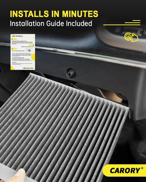 Cabin Air Filter With Activated Carbon Fits Chevy Equinox 2010 To 2017 installs easily in vehicle with included guide