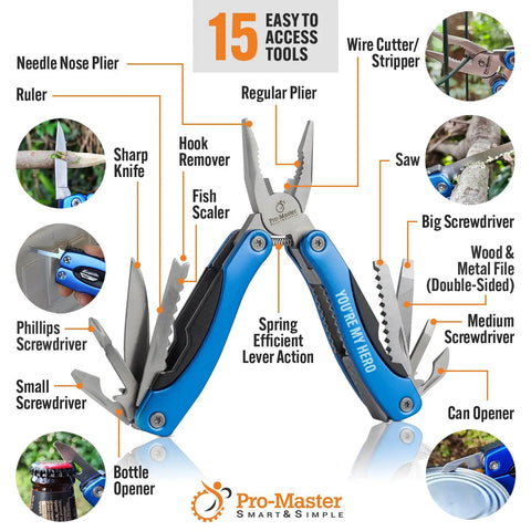 Engraved Fifteen In One Multitool And Keychain Set Stainless Steel Locking EDC Gear for Men Dad Husband Son Brother Boyfriend Camping