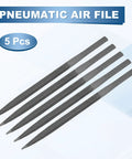 Proven Job Ready Pneumatic Air File Set With Five Square Steel Burrs Designed For Fast Metal Grinding Polishing And Straight Up Reliable Daily Workshop Tasks, 5 pieces of bearing steel files.
