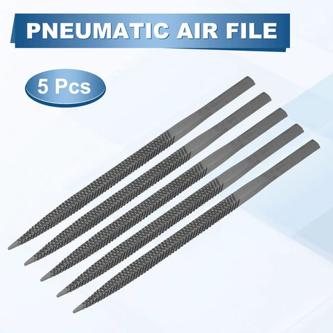 Proven Job Ready Pneumatic Air File Set With Five Square Steel Burrs Designed For Fast Metal Grinding Polishing And Straight Up Reliable Daily Workshop Tasks, 5 pieces of bearing steel files.