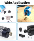 Pinion Gear 48P 20T With 1/8 Inch Shaft Hole For RC Cars And Gearboxes 3.175mm Shaft 11.5mm Diameter 9mm High Built From AISI 1045 Steel With Blackened Finish For Rugged Rust And Wear Resistance, shown on RC motor shafts