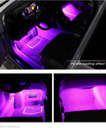 Under Dash Car LED Strip Light Kit 4 Pack 48 LEDs Waterproof Interior Neon Accent Strip For Cars DC 12V Pink Mood Lighting Easy To Install Hides Under Dash For Cozy Cabin Glow