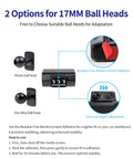 Custom Fit Auto Clamp Phone Mount For Hyundai Palisade 2026 With Lockdown Grip showing plastic and zinc alloy ball heads.
