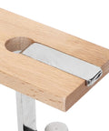 Close-up of wood and metal Jewelers Bench Pin Clamp For Sawing And Shaping Great Tabletop Jewelry Workbench Support Pro Grade