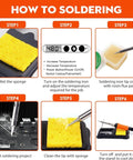 Instructional steps for using Pro Grade 100W Digital Soldering Iron Kit With Rapid Heat Up To 480 C In Seconds And 350 C Fast Start