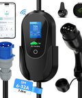 Type 2 EV Charging Cable 5M With Adjustable Current 6A To 32A 7.2KW Level 2 Charger Lead Built Tough For Home Use with connectors and bag