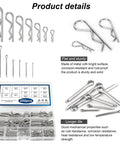 All Purpose Cotter Pin And Fastener Kit 200Pcs 13 Sizes Stainless Steel 304 Clevis Pins And R Clips Set displayed in box