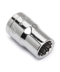 Half Inch Drive 12 Point Standard SAE Socket Chrome Vanadium Steel With Nickel Chrome Plating For Long Lasting Durability And Mirror Polish Finish Easy Wipe Clean Off Corner Load Design, side view