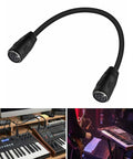 DIN 6 Pin Female To Female Extension Cable For Digital Audio And Data Links with black PVC jacket and metal connectors.
