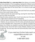 Instructions for inflating the Tour Striker Smart Ball with focus on valve preparation and air intake technique.