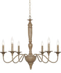 Montreal 29 Inch Six Light French Country Chandelier With Adjustable Height In Smoked Birch Finish