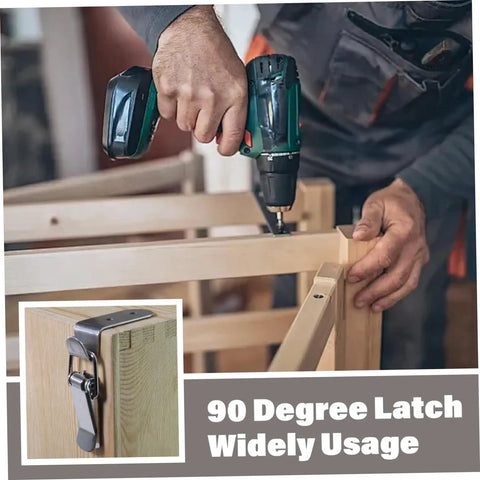 Installing 90 Degree Spring Loaded Latch Set 4 Pcs Stainless Steel Toggle Clamps with Clasp Buckle on wooden frame