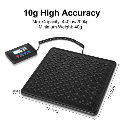 Heavy Duty Shipping Scale Workhorse 440Lb Max 10g Digital Postal Scale With Alloy Steel Platform and Backlit Display