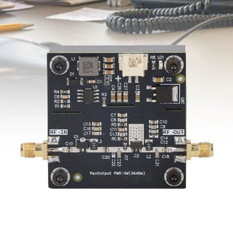 Rugged RF Power Amplifier Module For Ham Radio And Broadcasting 0.5-800MHz Coverage, 15W Output, 40 dB Gain shown front view