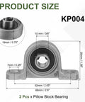 Two Pack KP000 Pillow Block Bearing Set Self Aligning Flange Mount Three Eighths Inch Shaft Size 10mm Inner Diameter Zinc Alloy Steel Body