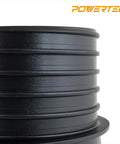 Side view of Left Hand Thread Quick Connect Coupler For 4 Inch Dust Collection Hose showing ribbed black ABS material.