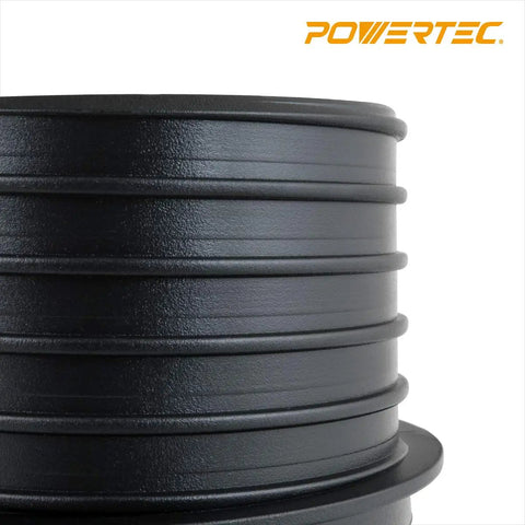 Side view of Left Hand Thread Quick Connect Coupler For 4 Inch Dust Collection Hose showing ribbed black ABS material.