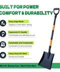Heavy Duty Steel Flat Shovel With Detachable D Handle And Anti Slip Grip 47 Inch Square Head Shovel, ergonomic and durable.