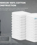60 Pack Cotton Terry Towels 14 By 17 Inches Highly Absorbent Cleaning Rags For Kitchen Bar And Restaurant Use Durable White Commercial Grade Ideal For Dishwashing Mopping And General Commercial Cleaning stacked by a sink