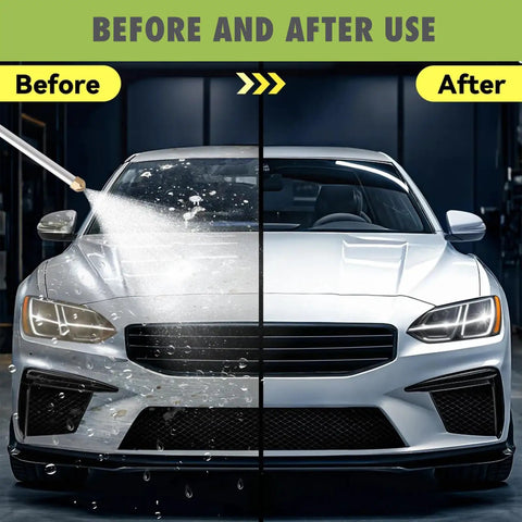 Car cleaned with High Pressure Washer Wand 2-In-1 Power Washer for Garden Hose showing before and after results